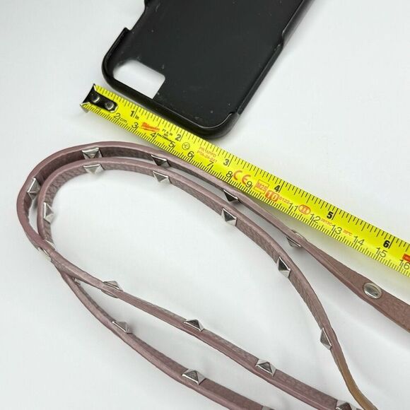 Bandolier Emma Crossbody Phone Case – Mauve Pebbled Leather with Studded Strap – - Picture 4 of 7